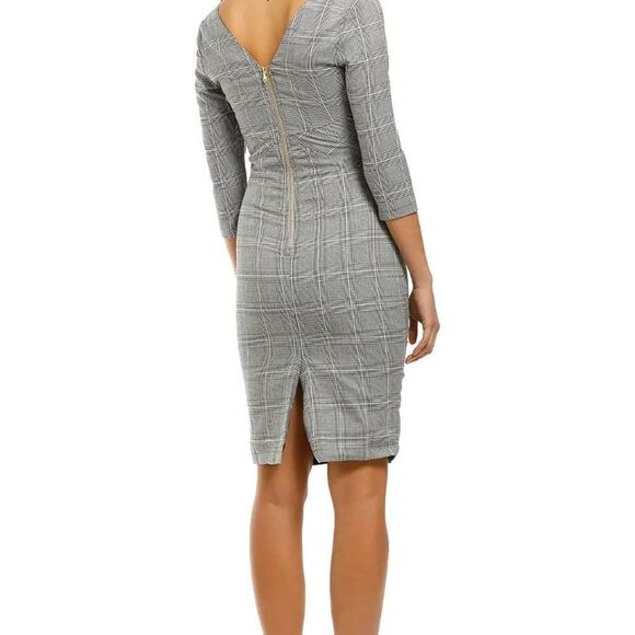 Alexia Admor NWT Camilla V Neck Plaid Sheath Dress in Gray/Blue. Size 6. - Picture 3 of 10